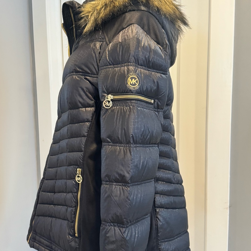 Michael Kors, black down puffer, parka fur lined hood coat jacket, XL - Picture 8 of 15